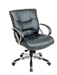 Deluxe Mid Back Executive Leather Chair with Chrome Base and Padded Chrome Arms By Office Star