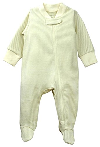 DorDor & GorGor ORGANIC Zip Front Sleep 'N Play, Unisex Baby Footed Pajamas, Cotton, Green, 12 Months