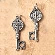 Double Sided Key - Saint Benedict Oxidized Medal - 1.5" Height - Made in Italy