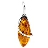Baltic Light Honey Amber Sterling Silver Marquise Look Pendant