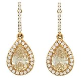 Champagne and Pave Diamond Dangle Earrings 2.04cttw