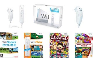 Nintendo Wii Gamers Bundle with Wii Sports, Wii Play, Carnival Games, and Namco Museum
