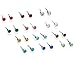 Stainless Steel 12 Pair Various Colored Stud Earring Set