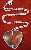 Clear Quartz Heart Pendant;3cms across; on silver chain approx 40cms long - from Spiritual Gifts. Usually dispatched within 2 working days.