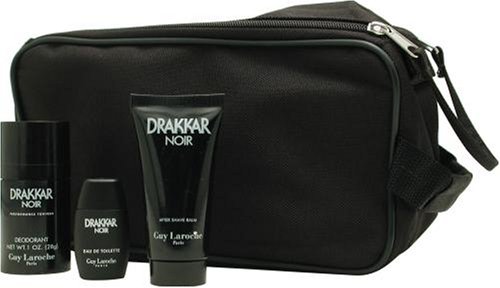 Drakkar Noir By Guy Laroche For Men. Set-edt .17 Ounces Mini & Deodorant Stick 1 Ounces & Aftershave Balm 1 Ounces & Travel Bag