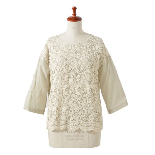 (ミシェル ボードウイン)MICHEL Beaudouin レースボートネックブラウス