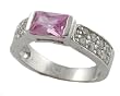 Sterling Silver Rectangular Cut Ring with CZ Accents