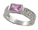 Sterling Silver Rectangular Cut Ring with CZ Accents