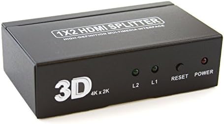 LB1 High Performance New HDMI Splitter Box for Toshiba 50L1400U 50-Inch 1080p 60Hz LED TV Mini HDMI Splitter (1 input to 2 output) Support Full HD and 3D High Resolution Up to 1080P/60Hz and 4K*2K with 5V DC Power Adapter