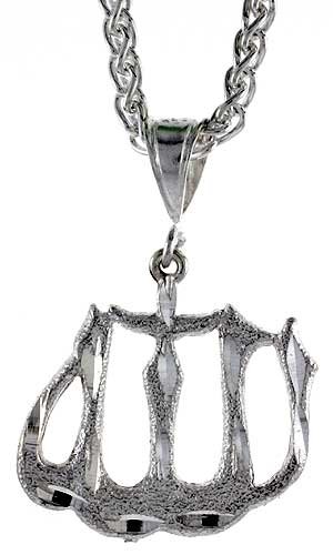 Sabrina Sterling Silver Diamond Cut Allah Pendant 25 mm