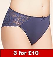 Floral Embroidered Lace Wrap High Leg Knickers