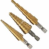 新しい 3 ピース 3/16-1/2 '1/4-3/4' 1/8-1/2 '28 サイズ速変更1/4 "六角シャンク チタン コーティング さ れ た ステップ コーン ドリル ビット hss増分