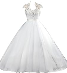  Crystal Lace Satin/Tulle  Ball Gown Wedding Dress  With a Sash 