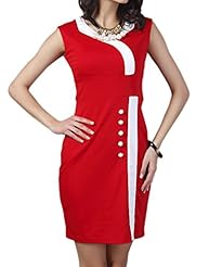 Cotton Sleeveless Round Neck Wrap Bodycon Dress 