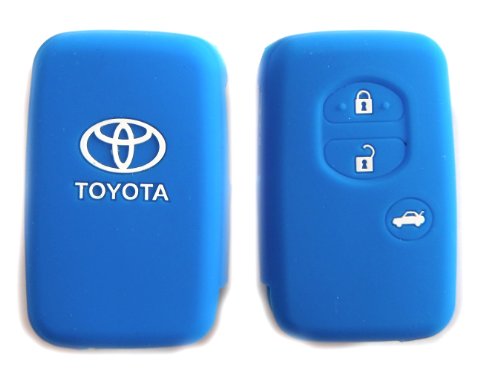 Toyota Blue Silicone Protecting Remote Key Case Cover Fob Holder for Land Cruiser Highlander Crown Prado 4runner Camry Venza Avalon 3 Buttons (Single Pack)