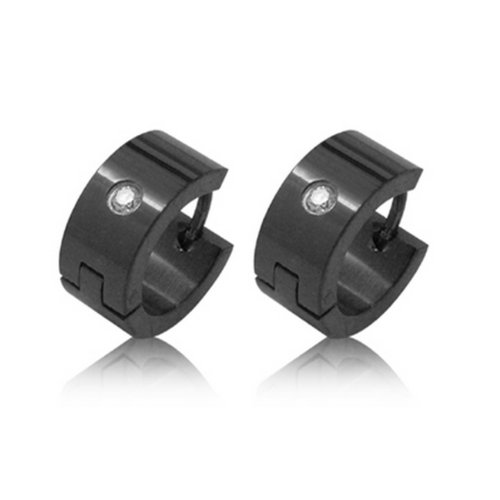 Extravaganza Unisex-Klappcreole Edelstahl schwarz Zirkonia 344010028 Preisvergleich