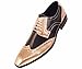 Amali Mens Gold Metallic and Black Lizard Print Wingtip Oxford Tuxedo Dress Shoe : Style 5846-035