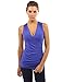 PattyBoutik Women V Neck Ruched Side Tank Top (Bright Blue Small)
