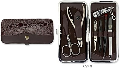 THREE SWORDS - Exclusive 7-Piece MANICURE - PEDICURE - GROOMING - NAIL CARE set / kit / case - Made in Solingen / Germany (777904)
