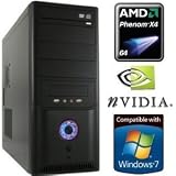 shinobee Gamer PC #3603 AMD Phenom II Quad 840 4x3200 Mhz | 4096 MB DDR3 PC-1333 MEMSeven RAM | 500 GB S-ATA HDD | 22x LG Dual Layer DVD +/- R/RW DVD-Brenner | NVIDIA Geforce GT 520 1024MB inkl. HDMI, VGA und DVI | 2x USB 3.0 | Microsoft Windows 7 Home Premium 64Bit
