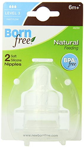 Born Free BPA-Free Fast Flow Silicone Nipples, 6+ Month