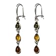 Sterling Silver Green, Yellow and Honey Amber Dangle Earrings