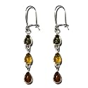 Sterling Silver Green, Yellow and Honey Amber Dangle Earrings