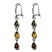 Sterling Silver Green, Yellow and Honey Amber Dangle Earrings