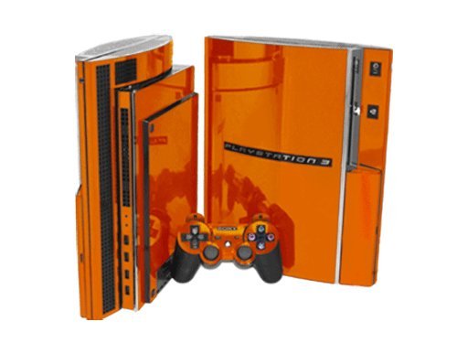PlayStation 3 Skin (PS3) - NEW - ORANGE CHROME MIRROR system skins faceplate decal mod