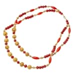 Cathy's Choice Twin Strand Red Wood Beaded Collar Necklace