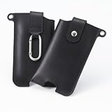 カラビナリング＆ストラップホール付！スマートフォン用多機能本革ケース（ブラック）（iPhone / Xperia / ARROWS / GALAXY / AQUOS） リング レザー