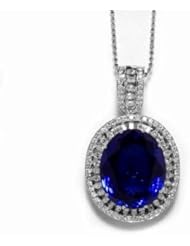 18K White Gold Tanzanite and Diamond Pendant -- LIFETIME WARRANTY