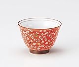 【波佐見焼 湯呑】 華の里 煎茶（赤） 5個組 〔おまけ付き〕 【敬老の日 ギフトに】