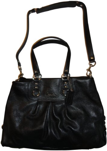 Women's Coach Purse Leather Handbag Ashley Carryall Black Women's Coach Purse Leather Handbag Ashley Carryall Black