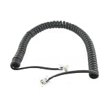 Black Coiled Telephone Phone Handset Cable Cord, Coiled Length 16 inches to 6 feet Uncoiled