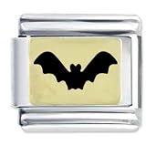 Golden Italian Charm Bracelet Animal Tone Black Bat
