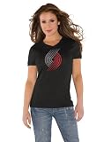 Portland Trail Blazers Black Women's Primary Logo Tri Blend V Neck T-Shirt- by Alyssa Milano