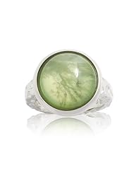 Sterling Silver Round Prehnite Ring, Size 7