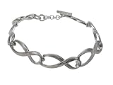 Textured Sterling Silver Link Cancer Awareness Ribbon Bracelet 7.5"