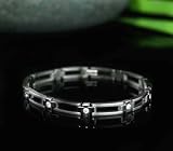 DIAMOND CROSS RAIL LINK SOLID STAINLESS STEEL BRACELET .25 x 8