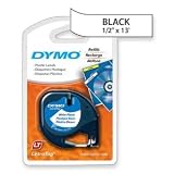 Dymo LetraTag 91331 Polyester Tape - 0.5 x 12.8ft - 1 x Roll - Black, White