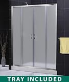 DreamLine Complete Shower Stall SHTRDR-32601-11-CH-FR. 32'' x 60'' x 72'', Left-Hand Drain, Frosted Glass, Chrome