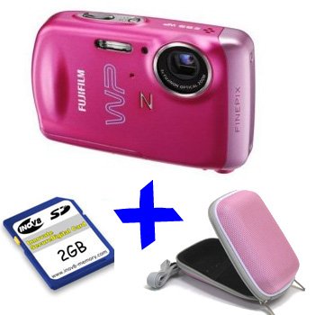 Fuji Z33wp Pink Digital Camera +2GB +Hard Case Bundle (Fujifilm Finepix Z33 Water-Proof, 10MP 3xOptical Zoom 2.7 LCD)