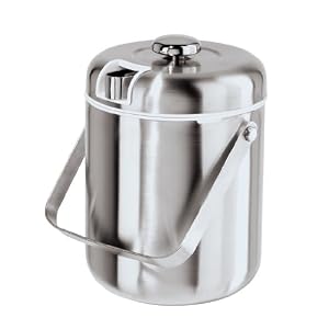 Oggi Stainless Steel Ice Bucket with White Insert and Tongs by
