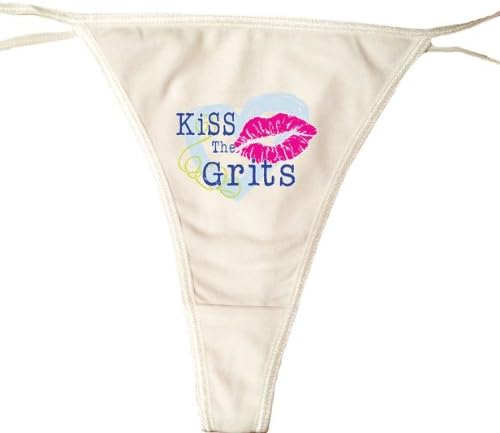 Southern Sisters Womens Kiss The Grits Thong Underwear - Girls Raised In The South (Medium)