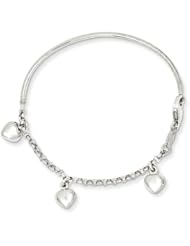 6" 14k White Gold Polished Dangle Heart Baby Bracelet