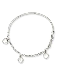 14k White Gold Polished Dangle Heart Baby Bracelet, Best Quality Free Gift Box Satisfaction Guaranteed