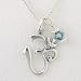 Sterling Silver Om Pendant with Blue Swarovski Crystal on 18