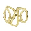 14k Yellow Gold Plated Polygon Textured Stretch Bangle Bracelet- 8 IN