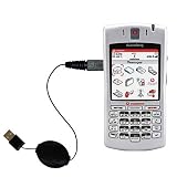 Retractable USB Cable for the Blackberry 7100v with Power Hot Sync and Charge capabilities - Gomadic Brand w/ TipExchange Technology